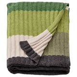 FJÄLLTRIFT throw, green-grey stripes, soft knit, recycled polyester.