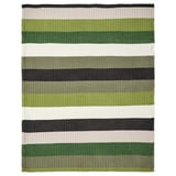 FJÄLLTRIFT throw, green-gray stripes, soft recycled polyester, rectangular.
