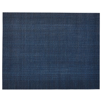 FLYGFISK dark blue woven plastic place mat, rectangular, simple textured design.