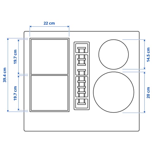 Illustration with measurements for the product: FÖRDELAKTIG.