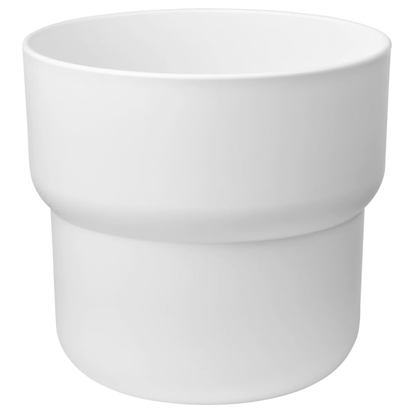 White recycled plastic plant container