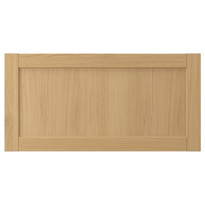 FORSBACKA oak veneer drawer front, classic design with beveled edges.