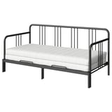 Black FYRESDAL day-bed with white mattress, transforms single/double, modern steel frame.