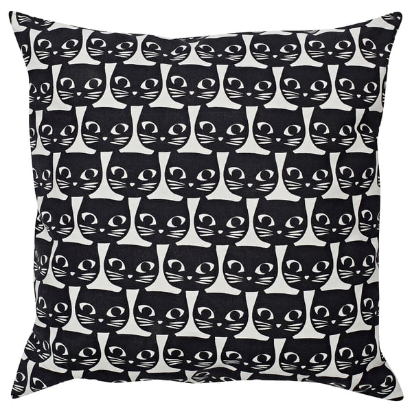GERDIE: black/white cat face pillow, cotton, modern