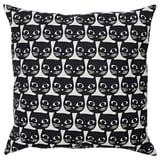 GERDIE: black/white cat face pillow, cotton, modern