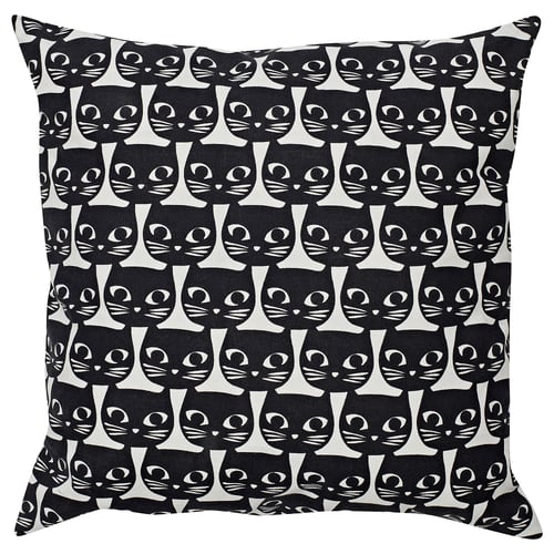 GERDIE: black/white cat face pillow, cotton, modern