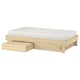 Option: GLAMBERGET bed: lightwood, rectangular, minimalist, with drawers.