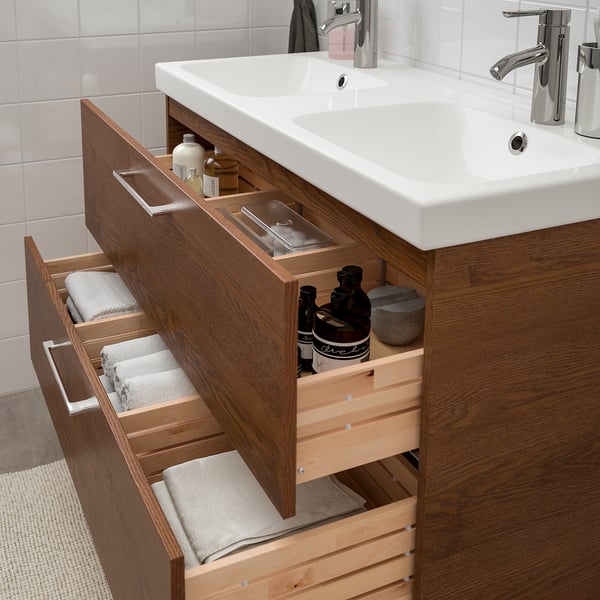 godmorgon odensvik bathroom furniture set of 6 brown stained ash effect dalskar tap ikea