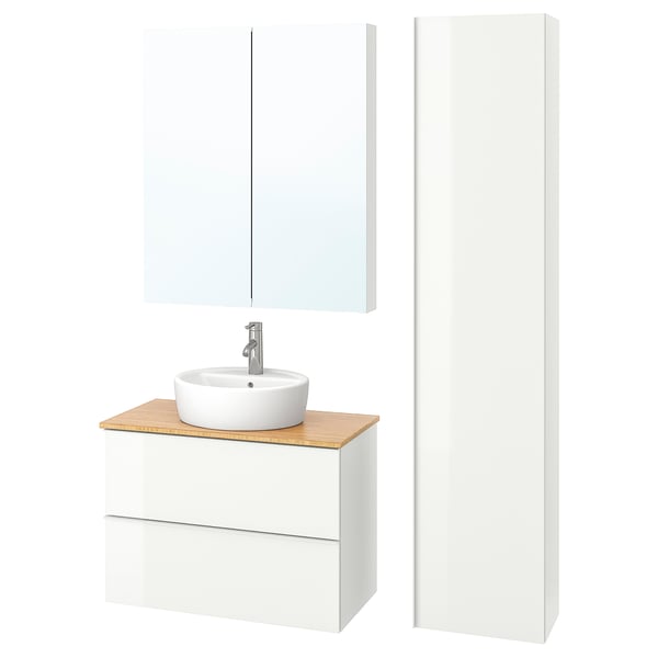 godmorgon tolken tornviken bathroom furniture set of 6 high gloss white bamboo dalskar tap ikea