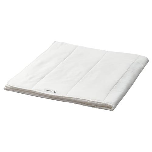 White GRÄSROTSFLY duvet, silky lyocell, moisture-wicking, rectangular with vertical stitching.