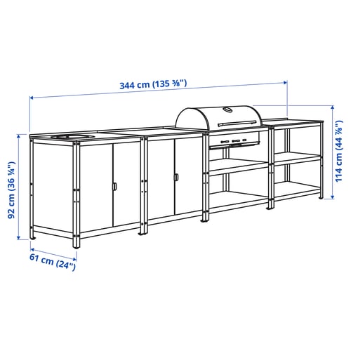 Illustration with measurements for the product: GRILLSKÄR.