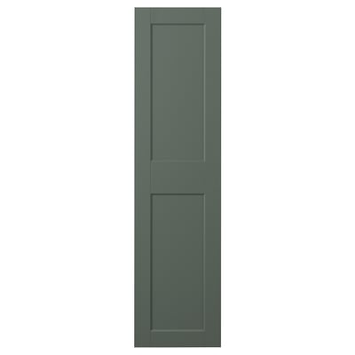 GRIMO green-grey door, modern traditional design, fiberboard, wide frames, soft close hinge.