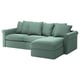 GRÖNLID 3-seat sofa-bed, with chaise longue/Ljungen light green