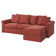 GRÖNLID 3-seat sofa-bed, with chaise longue/Ljungen light red
