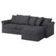 GRÖNLID 3-seat sofa-bed, with chaise longue/Sporda dark grey
