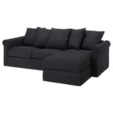 Dark grey GRÖNLID sectional sofa, modern design, with cushions, durable fabric cover.
