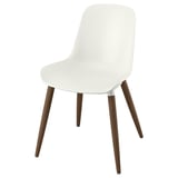 A white GRÖNSTA chair with a curved seat and back, supported by four wooden legs.