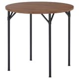 Groatan wooden round table, brown, metal legs.
