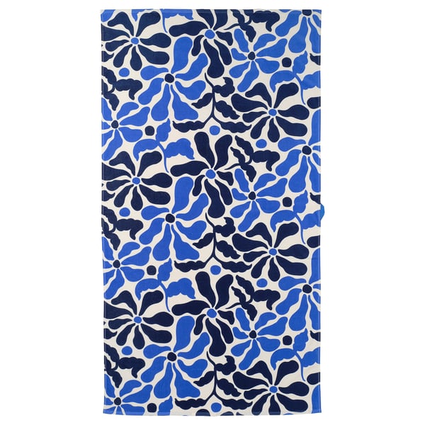 GULYXNE: blue floral beach towel, rectangular, 100% cotton.