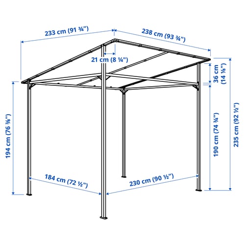 Illustration with measurements for the product: GUNNÖN.
