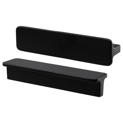 Black modern rectangular kitchen handles. Made of smooth aluminum with powder coating, sleek design.