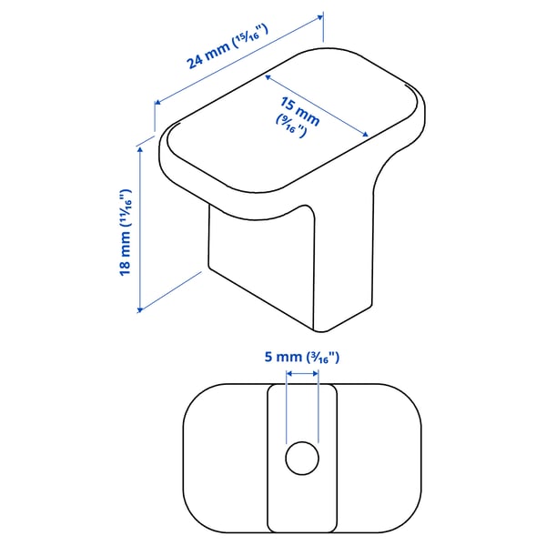 Illustration with measurements for the product: HACKÅS.