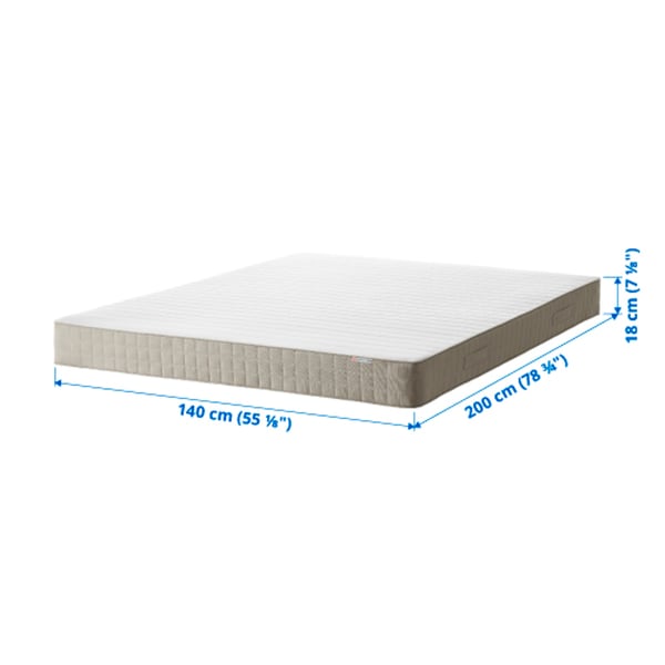 Hafslo Sprung Mattress Firm Beige 140x200 Cm Ikea