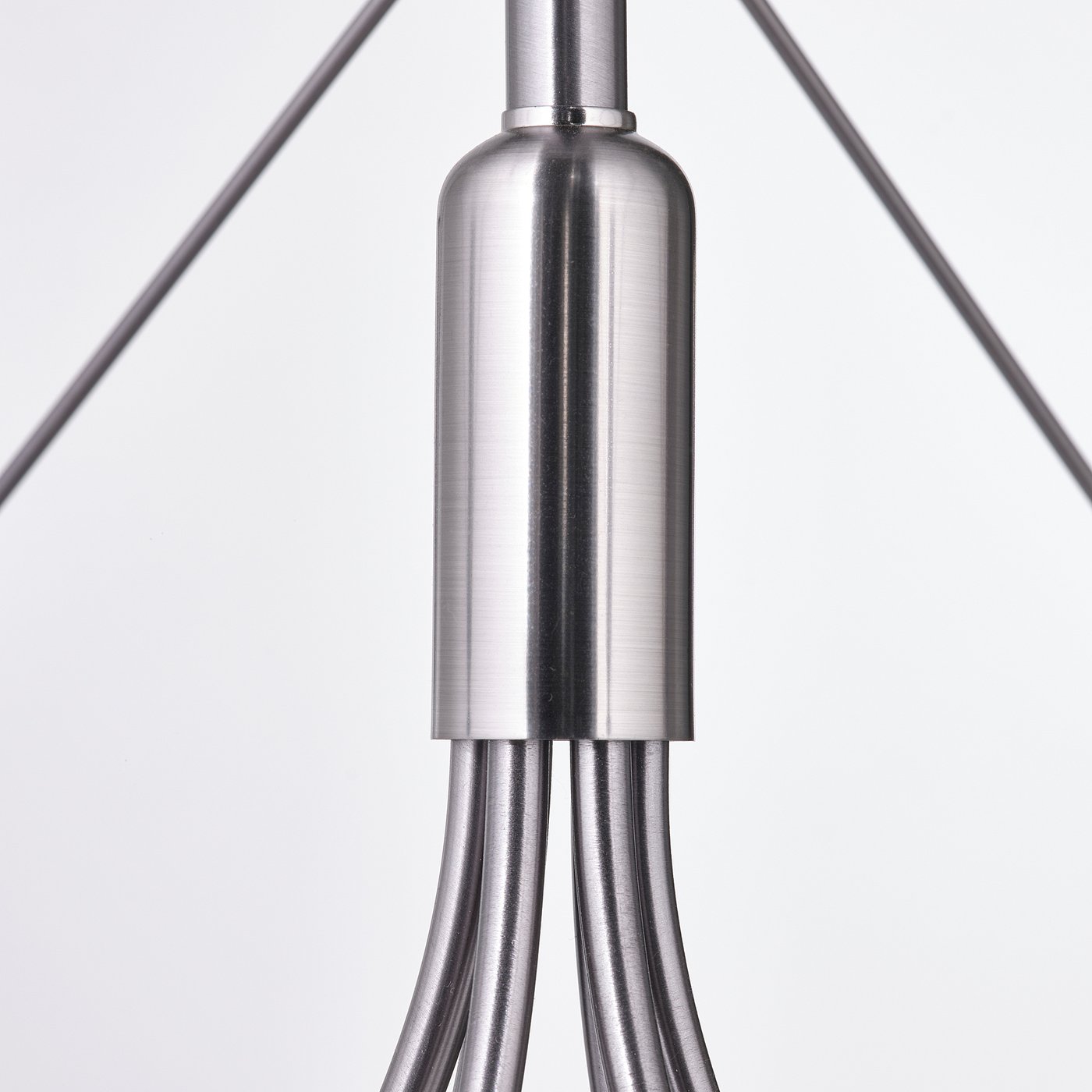 HÅRMÖJA chandelier, 6-armed, brushed stainless steel, 62 cm