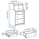 Illustration with measurements for the product: HAUGA.