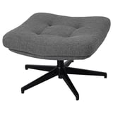HAVBERG grey footstool with black metal legs & fabric cover.