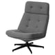 HAVBERG grey swivel armchair, modern design with tufted back & seat, black star base.