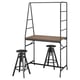 Option: HÅVERUD table setup: black metal legs, wooden top, two adjustable stools. Perfect for working or dining.
