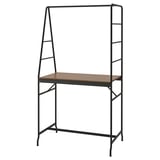 HÅVERUD black metal & wood counter table with storage ladder, modern industrial design.