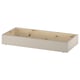 An ikea HAVSTA wooden shelf plinth in beige. Its rectangular, made of pine wood with a brushed surface, designed for HAVSTA storage units.