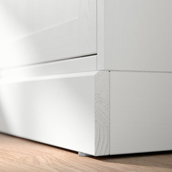White HAVSTA sideboard corner, brushed pine, clean design.