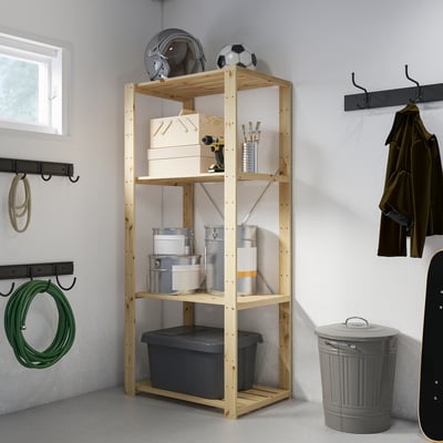 HEJNE shelves with tools and sports gear
