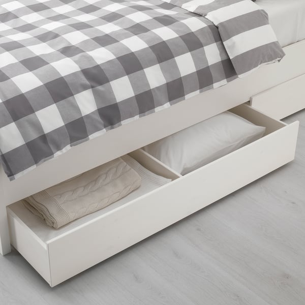 hemnes bed frame with 2 storage boxes white stain lonset ikea