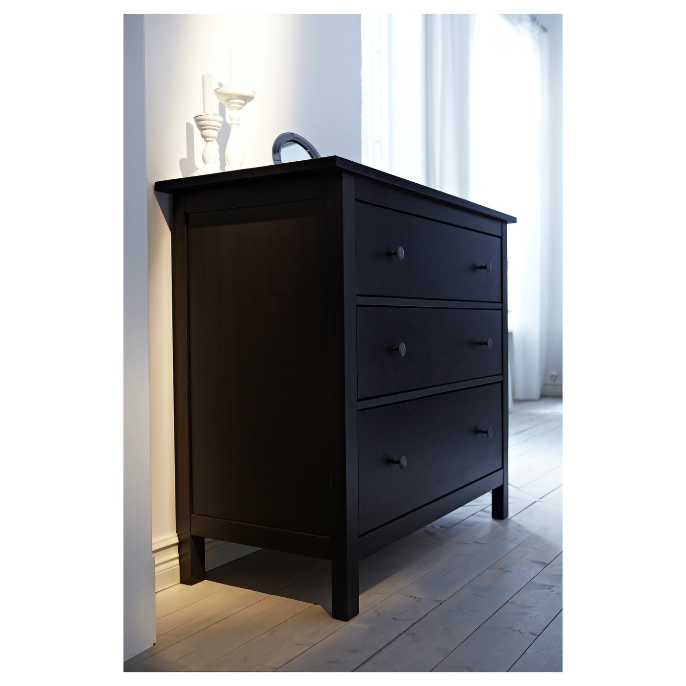Hemnes Chest Of 3 Drawers Black Brown 108x96 Cm Ikea