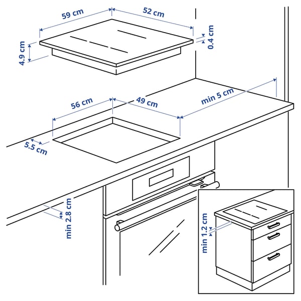 Illustration with measurements for the product: HÖGKLASSIG.