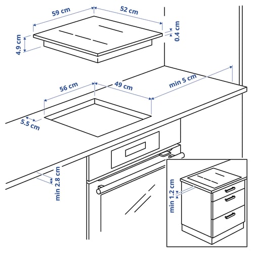 Illustration with measurements for the product: HÖGKLASSIG.