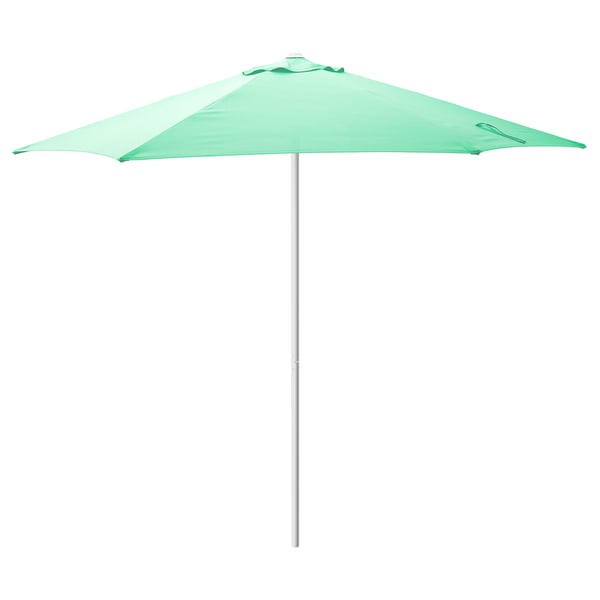 HÖGÖN parasol, light green, polyester, aluminum pole, square shape, easy open/close.