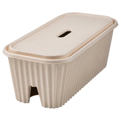 Beige cable box with vent.