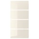 A set of HOKKSUND high-gloss, light beige sliding doors with a glossy finish, designed for a sleek and modern look.