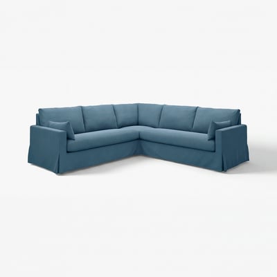 HYLTARP teal l-shaped sofa: modern, cosy, deep blue, soft fabric, corner design.