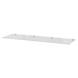 The IDANÄS shelf is a clear, rectangular glass shelf. Its modern design offers a sleek and minimalistic look.