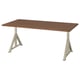Option: An IDÅSEN desk with a brown top and cream legs, rectangular shape, and metal frame.