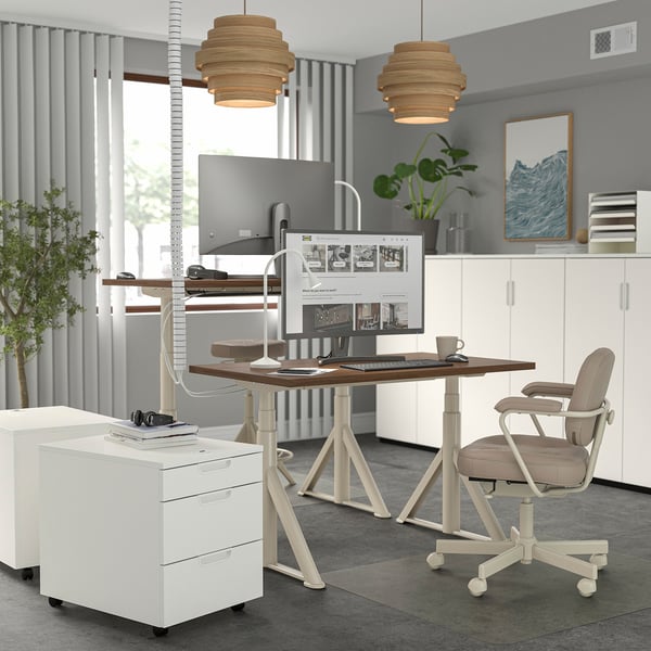 IDÅSEN Desk sit/stand, brown/beige, 120x70 cm