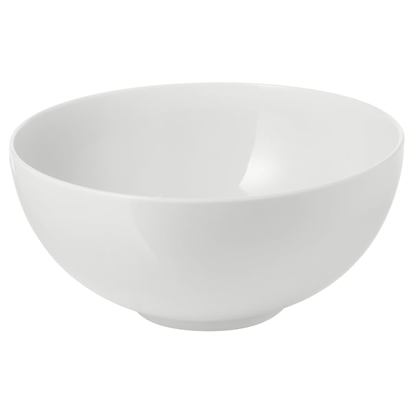 White IKEA 365+ bowl, made of porcelain, simple, round design, practical for everyday use.