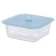 Option: IKEA 365+ clear plastic container with blue silicone lid, rectangular shape, vacuum-sealing for fresh food storage.
