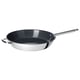 Option: IKEA 365+ stainless steel pan with black non-stick interior. Round shape, two handles, sleek modern design.